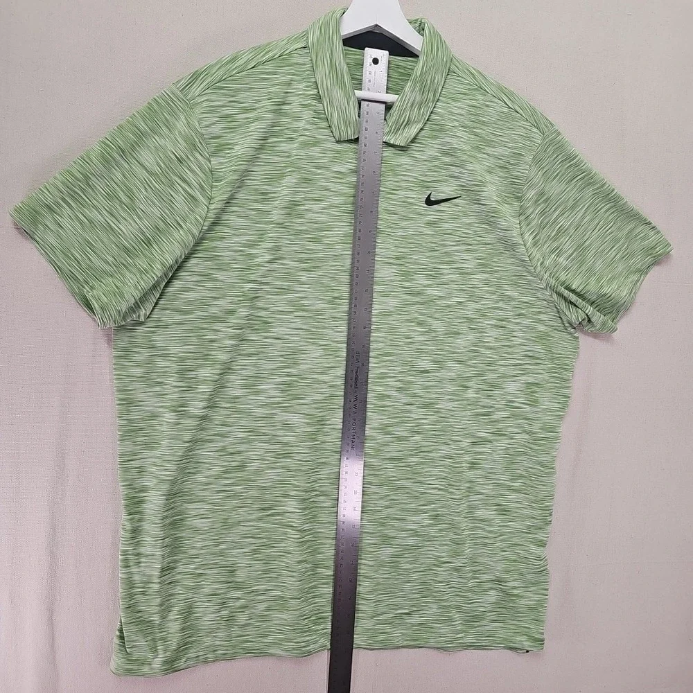 Nike Dri-Fit Tour Space Dye Green Mens XXL Polo Golf Shirt DX6091-350 2XL Swoosh - Picture 4 of 8
